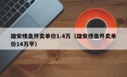 雄安楼盘开卖单价1.4万（雄安楼盘开卖单价14万平）