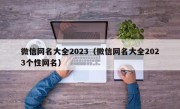 微信网名大全2023（微信网名大全2023个性网名）