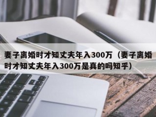 妻子离婚时才知丈夫年入300万（妻子离婚时才知丈夫年入300万是真的吗知乎）