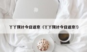 丫丫预计今日返京（丫丫预计今日返京!）