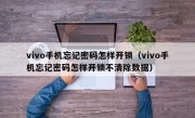 vivo手机忘记密码怎样开锁（vivo手机忘记密码怎样开锁不清除数据）