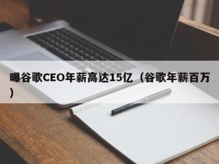 曝谷歌CEO年薪高达15亿（谷歌年薪百万）