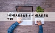 2023最火抖音名字（2023最火抖音名字女）