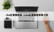 cba比赛赛程表（cba比赛赛程表第三阶段）