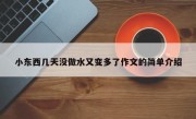 小东西几天没做水又变多了作文的简单介绍