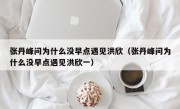 张丹峰问为什么没早点遇见洪欣（张丹峰问为什么没早点遇见洪欣一）