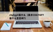 chatgpt是什么（美术CHATGPT是什么意思啊?）